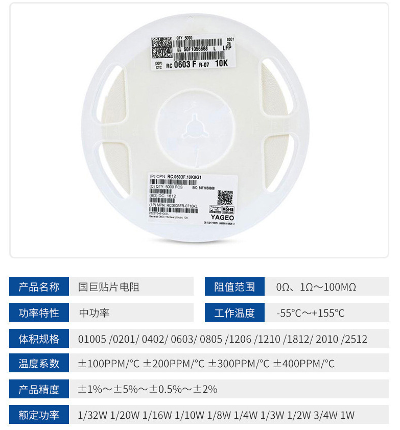 厚聲品牌特約經(jīng)銷 貼片陶瓷電阻0201 0402 0603 0805 1206 1210 1812 2515